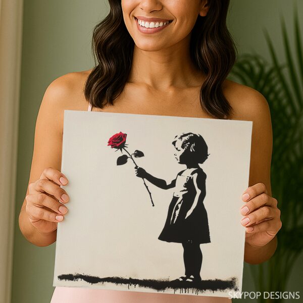 Banksy Girl Rose Art
