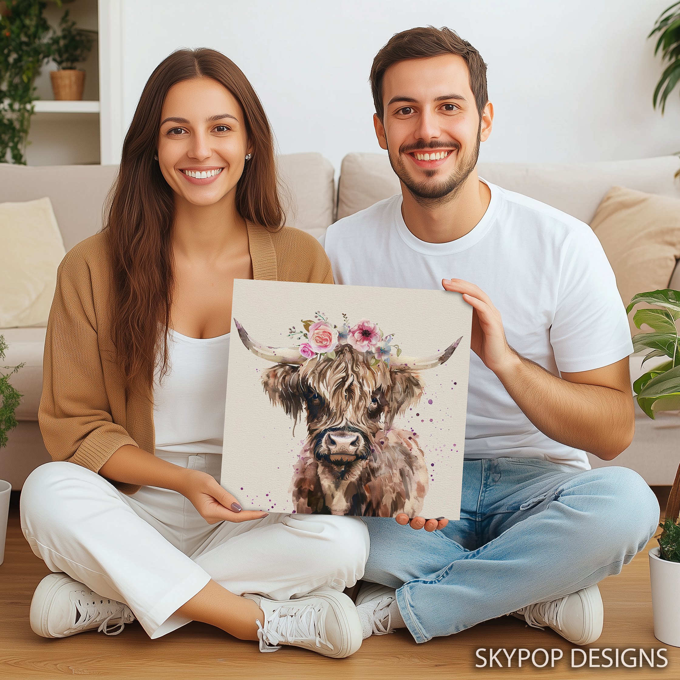 9.jpg Highland Cow Floral Crown Art