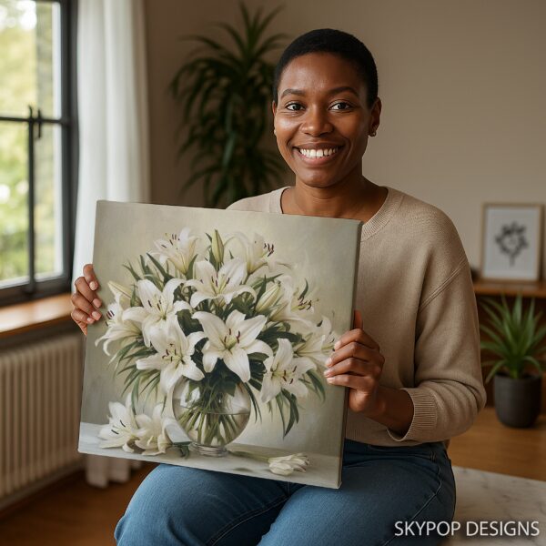 White Lily Bouquet Art