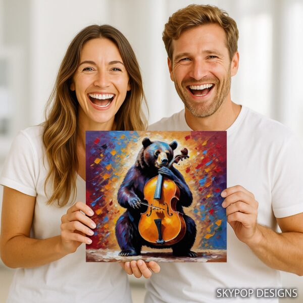 Bear Playing Cello Art