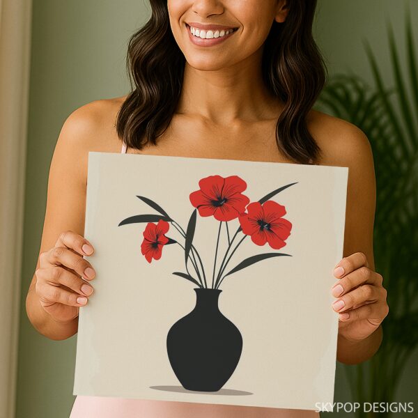 Red Petunia Vase Art