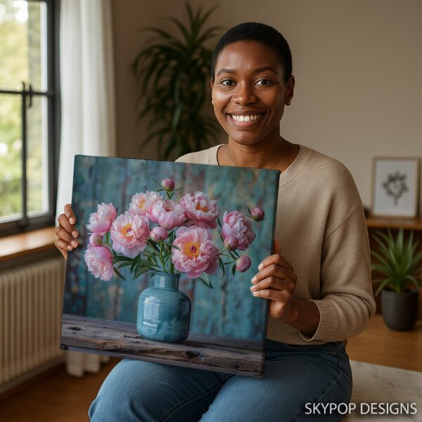Pink Peonies Vase Art