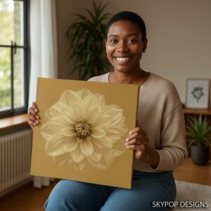 Golden Dahlia Bloom Art
