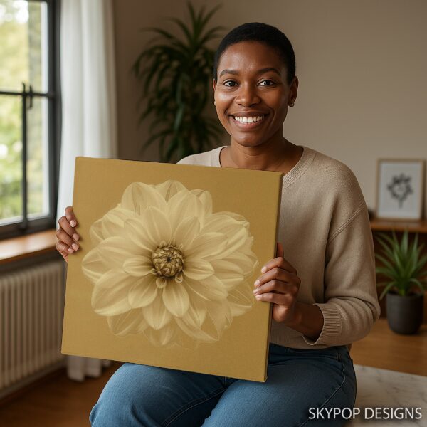 Golden Dahlia Bloom Art