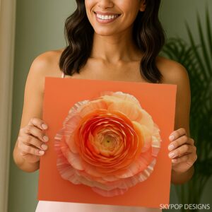 Orange Ranunculus Bloom Art