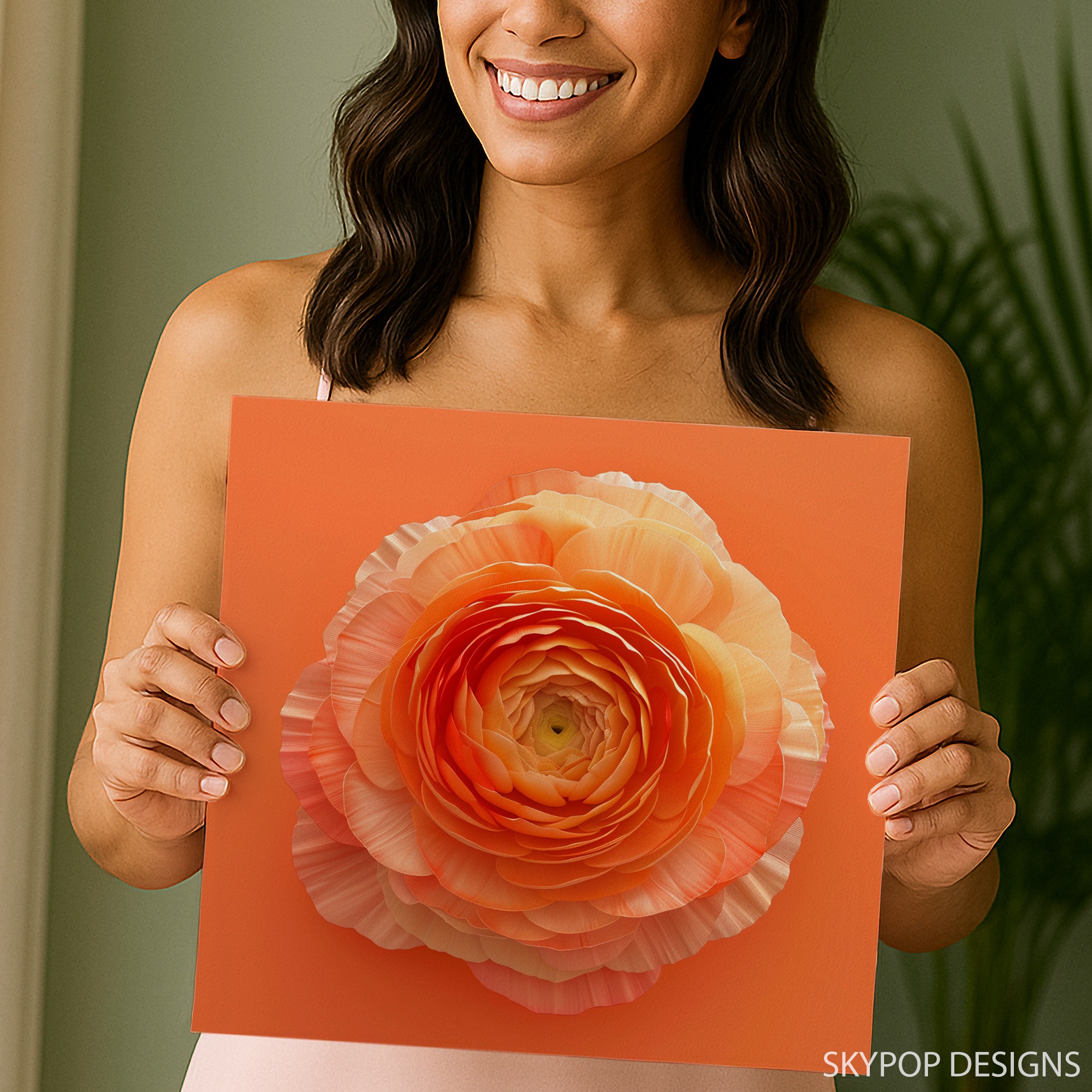 9.jpg Orange Ranunculus Bloom Art