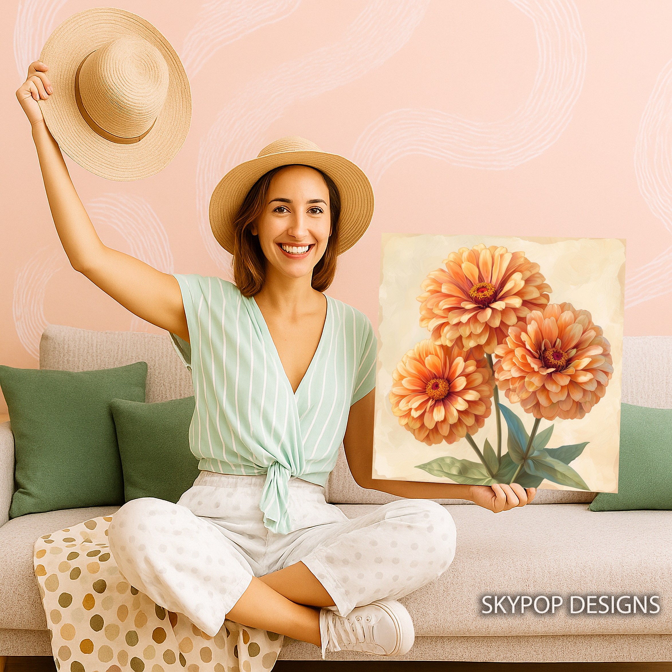 9.jpg Zinnia Flowers Art