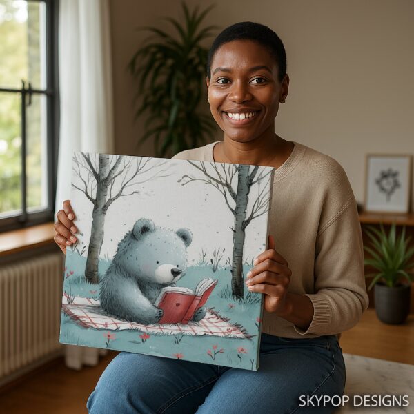 Bear Reading Book Art