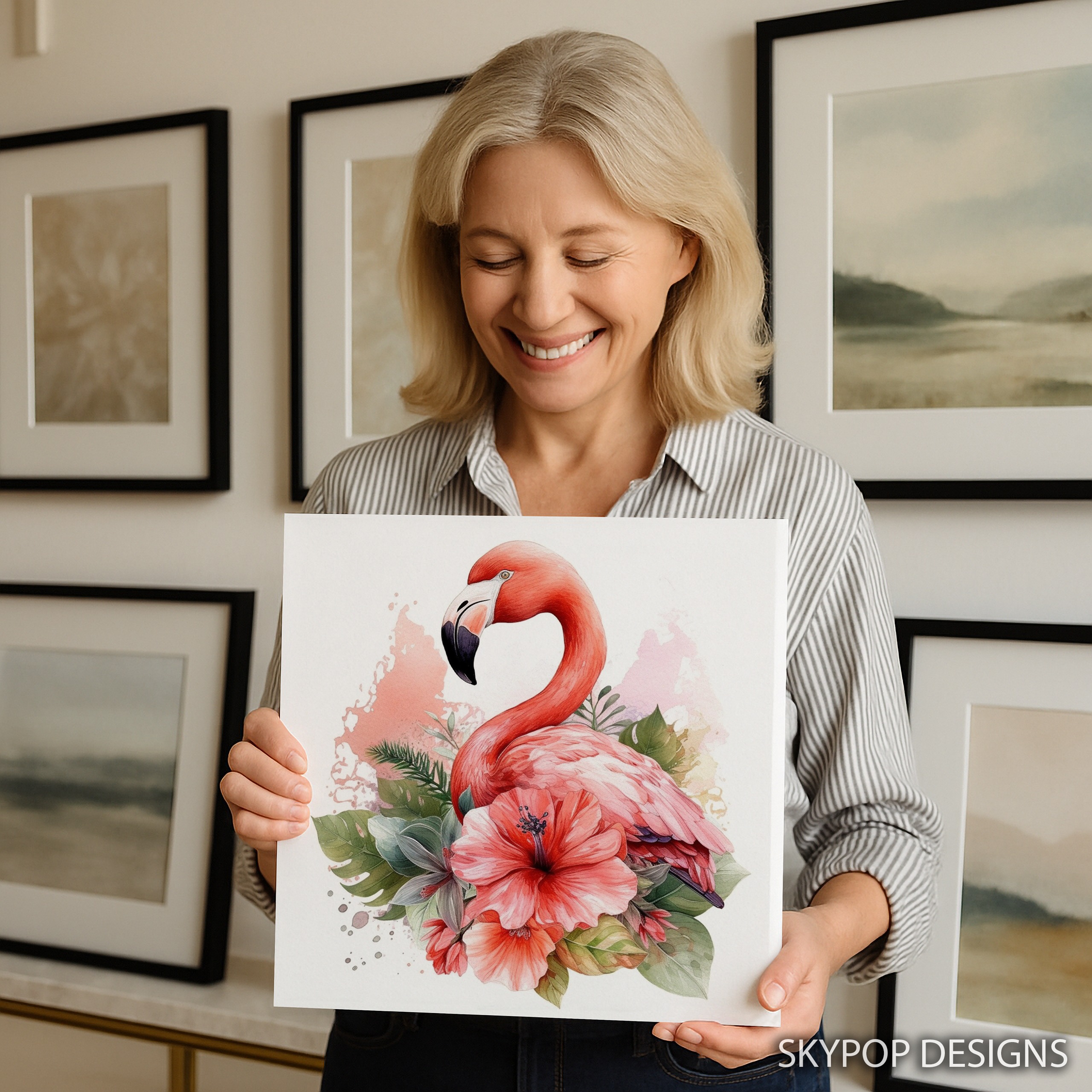 9.jpg Flamingo Flower Paradise Art