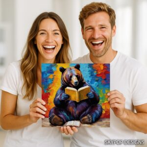 Bear Reading Book Art