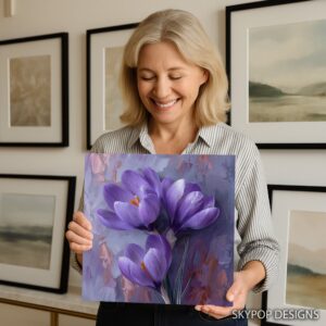 Purple Crocus Blooms Art
