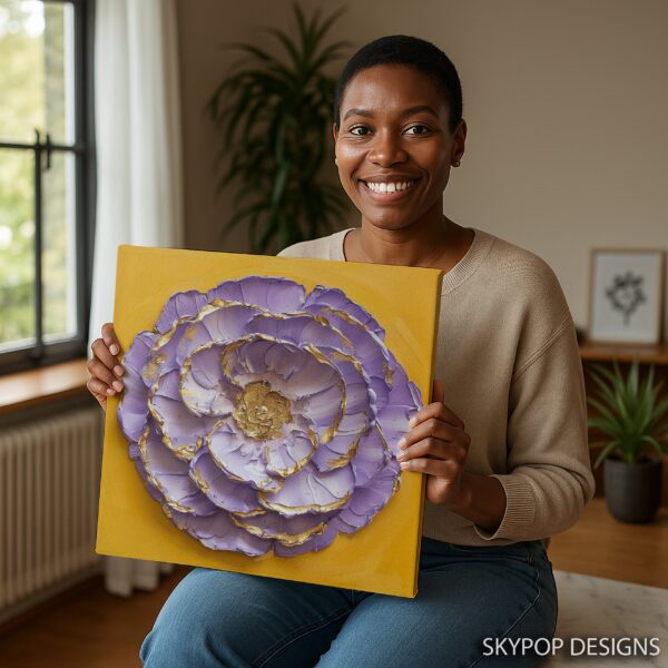 Golden Peony Bloom Art