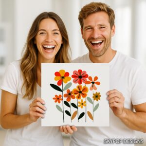 Retro Floral Burst Art