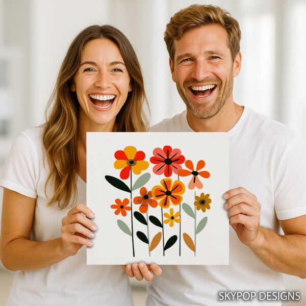 Retro Floral Burst Art
