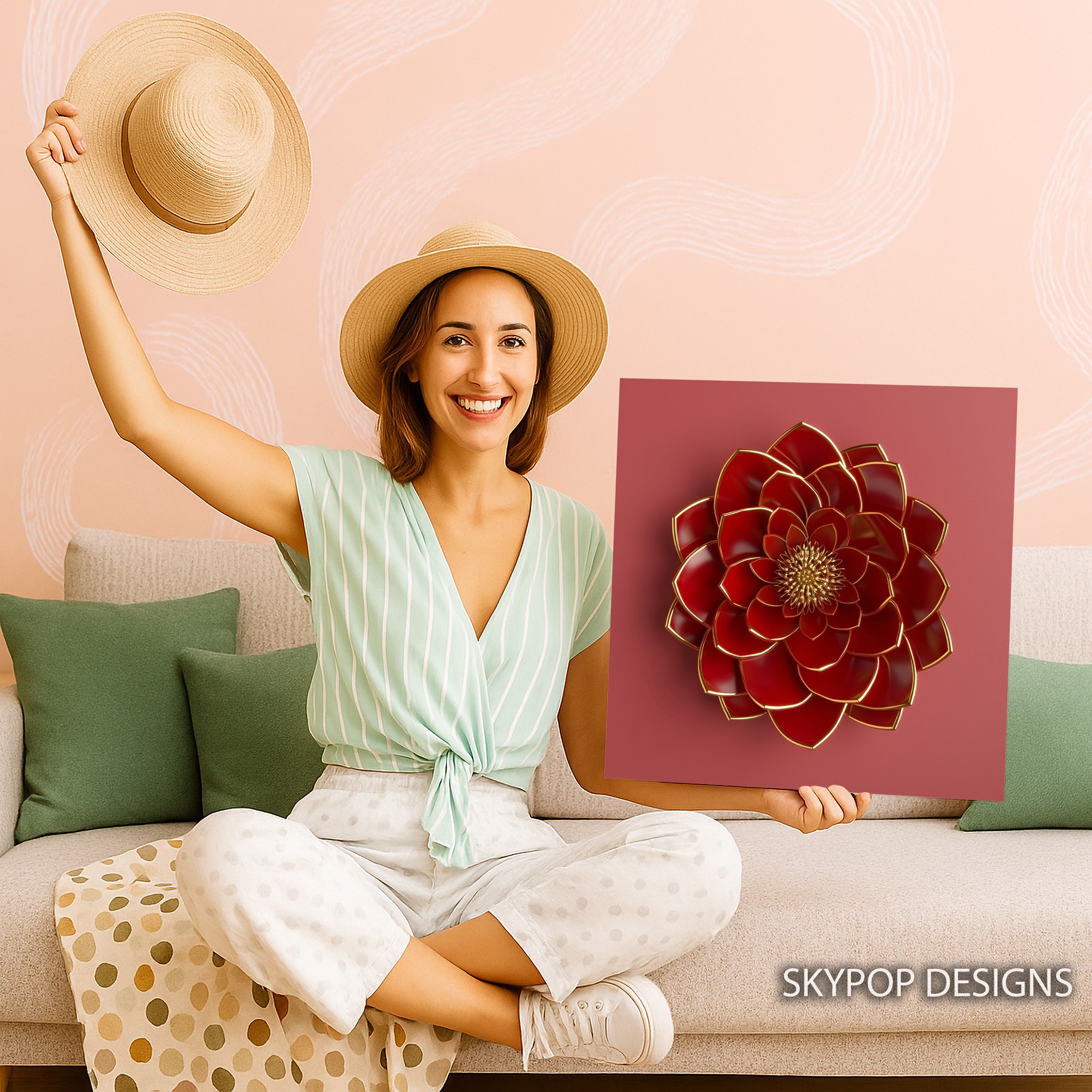9.jpg Red Dahlia Bloom Art
