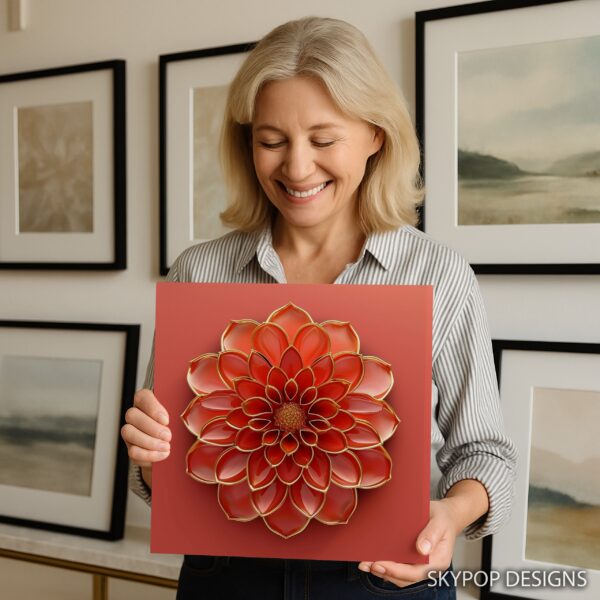 Red Dahlia Bloom Art