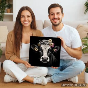 Highland Cow Floral Crown Art