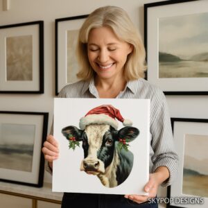 Highland Cow Christmas Art