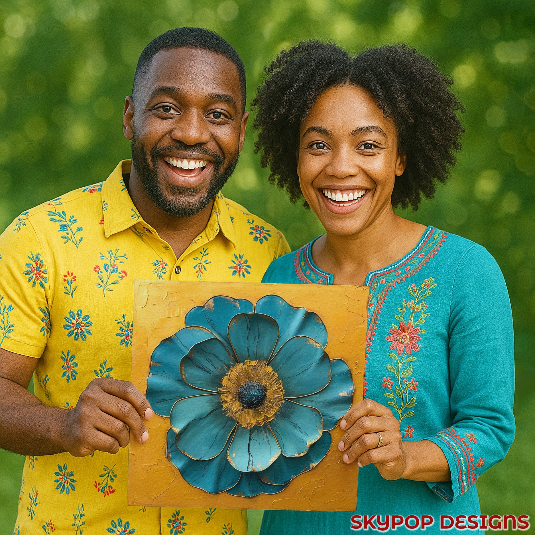 9.jpg Teal Flower Art
