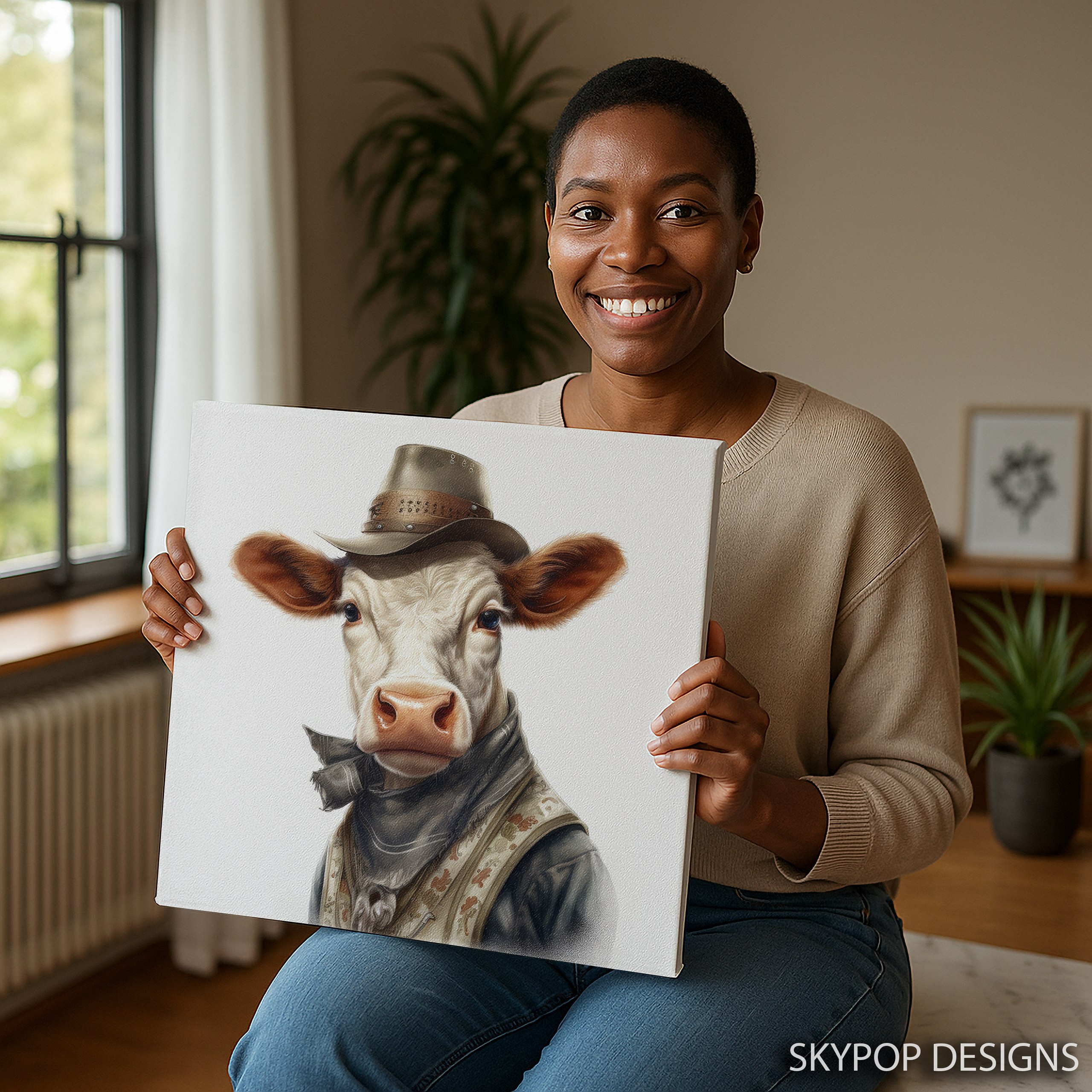 9.jpg Cowboy Highland Cow Art