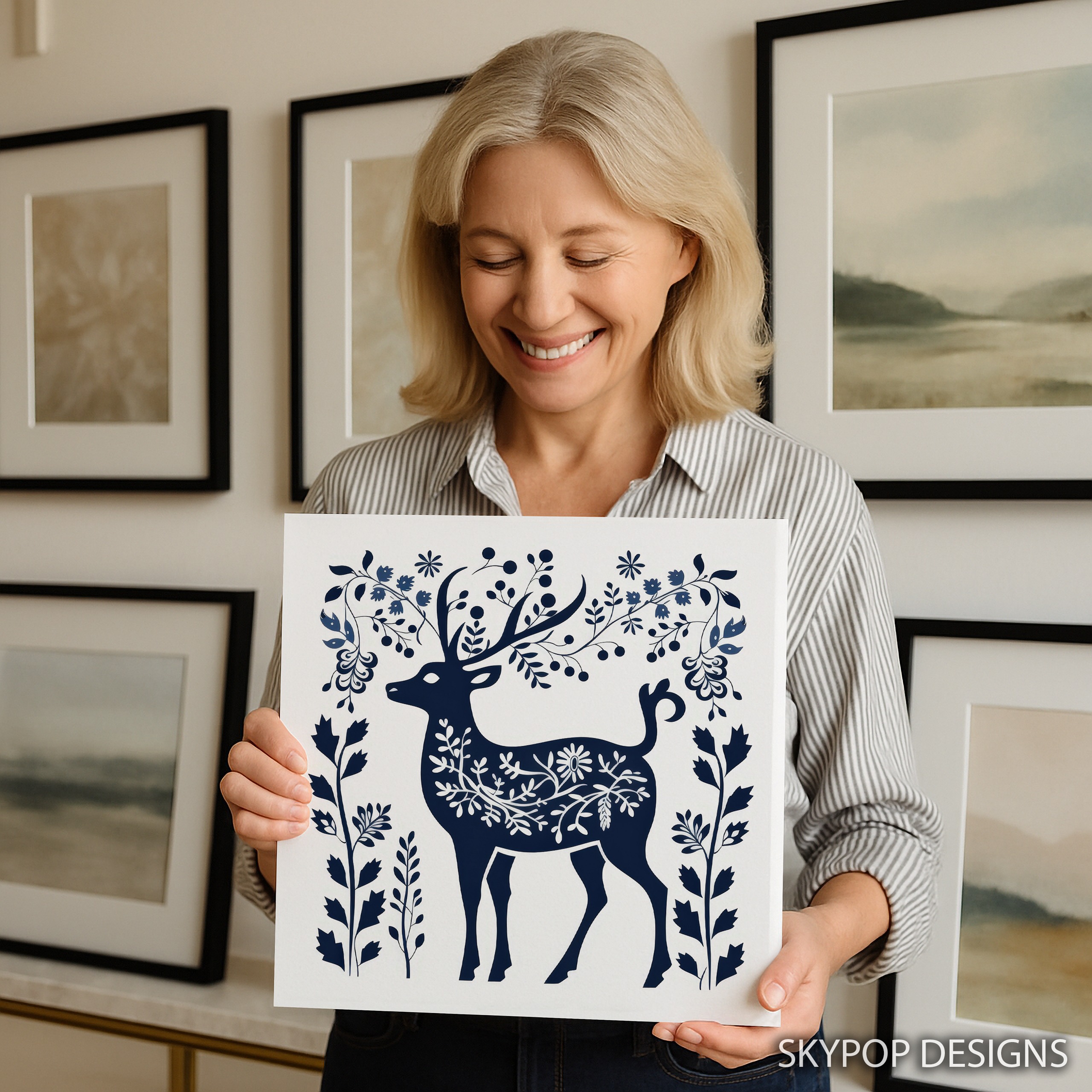 9.jpg Floral Deer Art