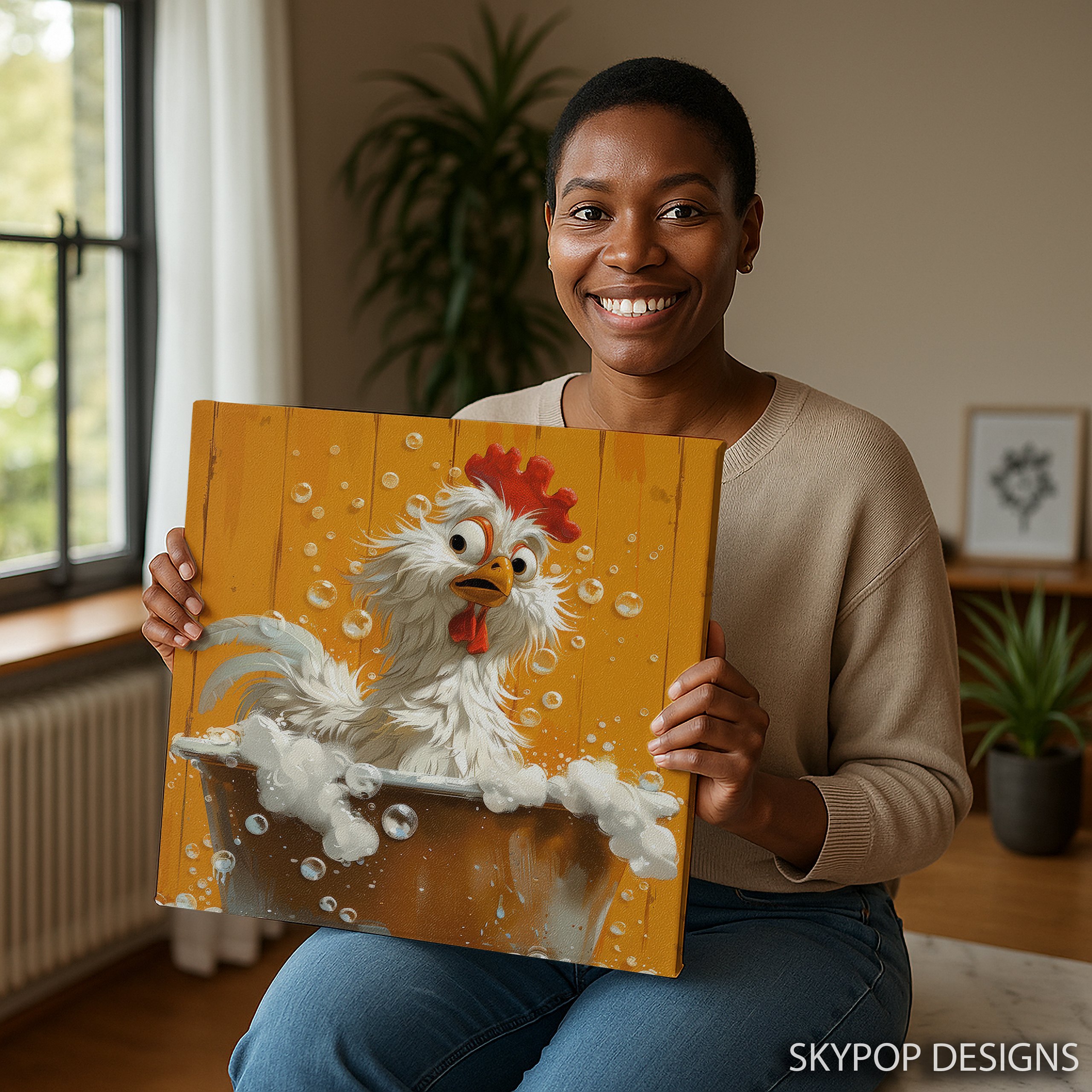 9.jpg Rooster Bath Time Art