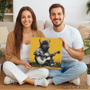 Bison Playing Guitar Art
