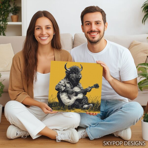Bison Playing Guitar Art