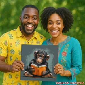 Chimpanzee Reading Art