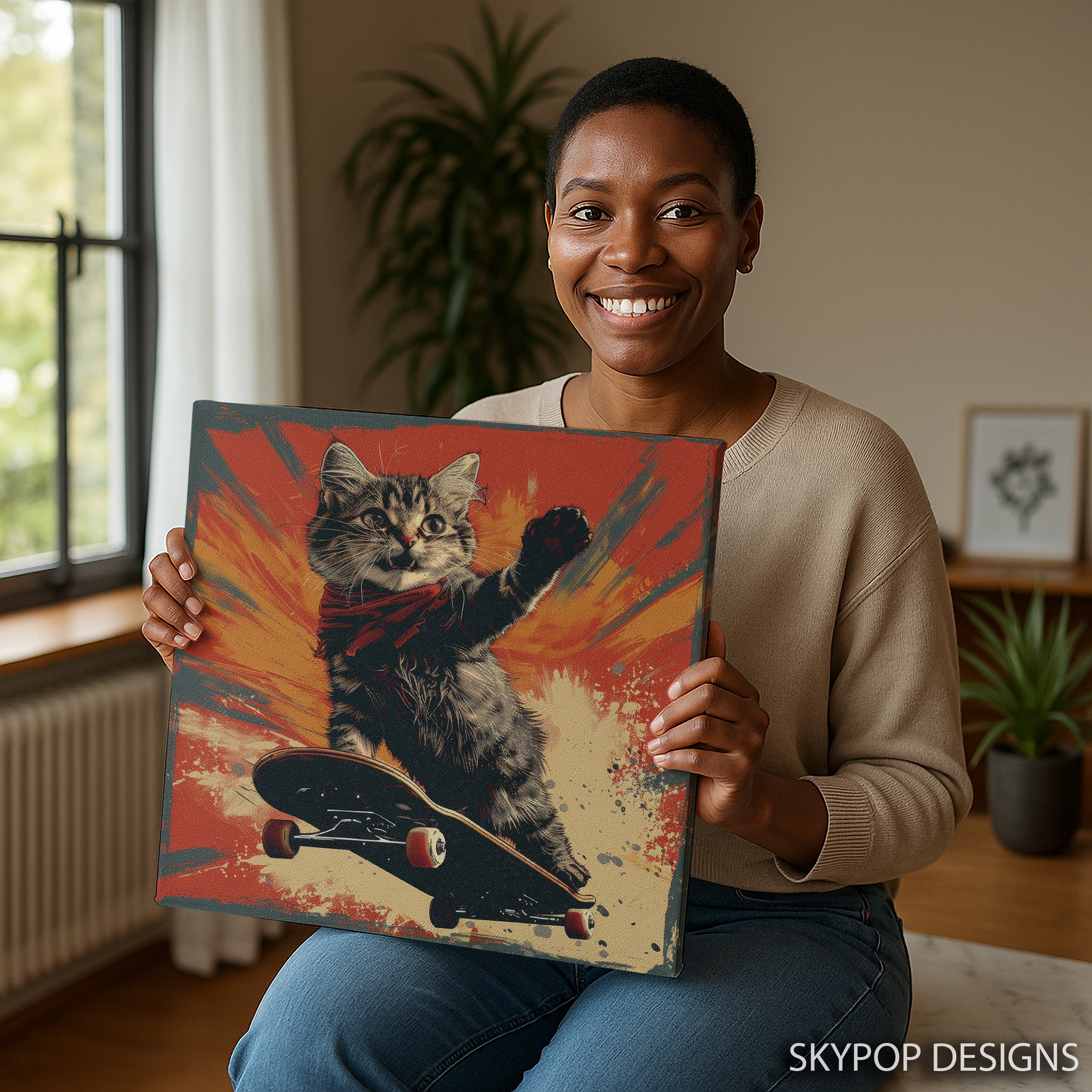 9.jpg Skateboarding Cat Art