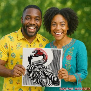 Flamingo Stripes Art