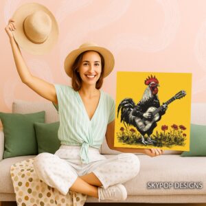 Rooster Playing Guitar Art