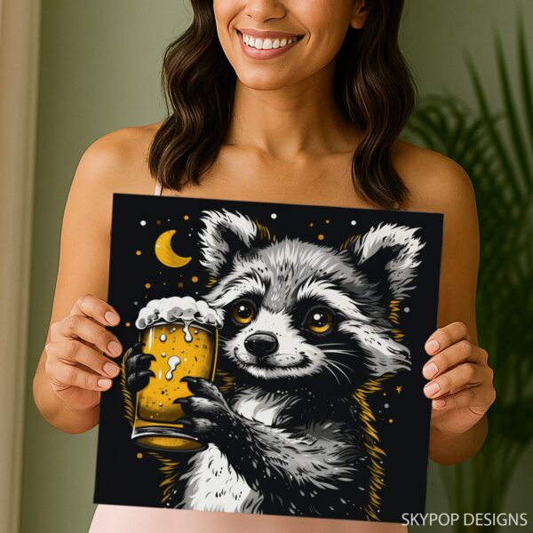 Raccoon Beer Night Art