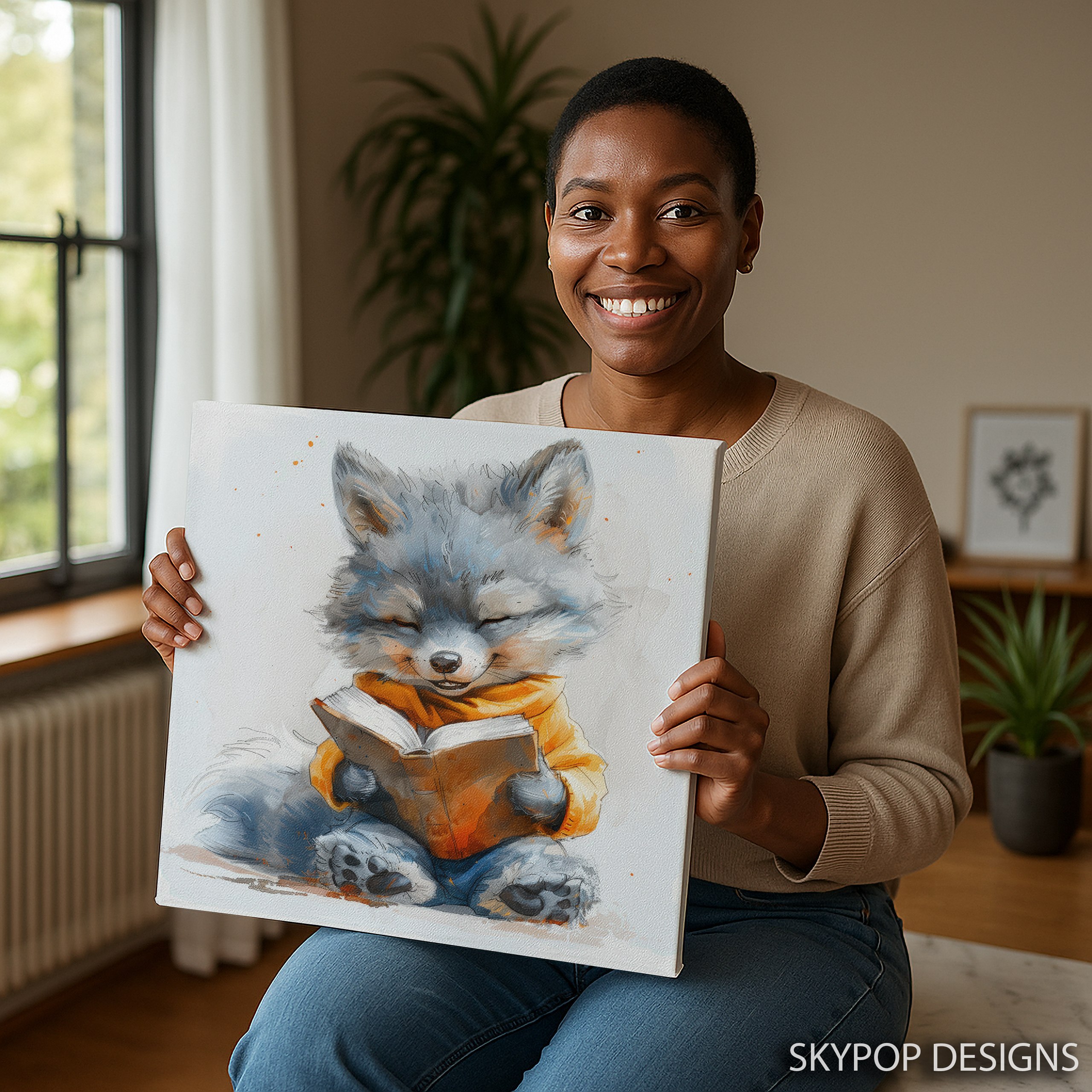 9.jpg Fox Reading Art