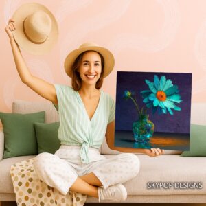 Teal Daisy Floral Art