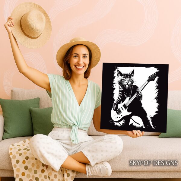 Rock Star Cat Guitar Art