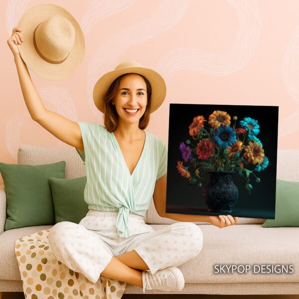 Neon Bloom Vase Art