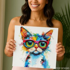 Hipster Cat in Glasses Art