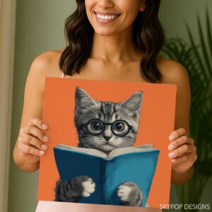 Cat Reading Art