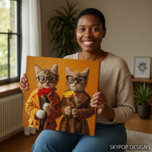 Cat with Roses Art