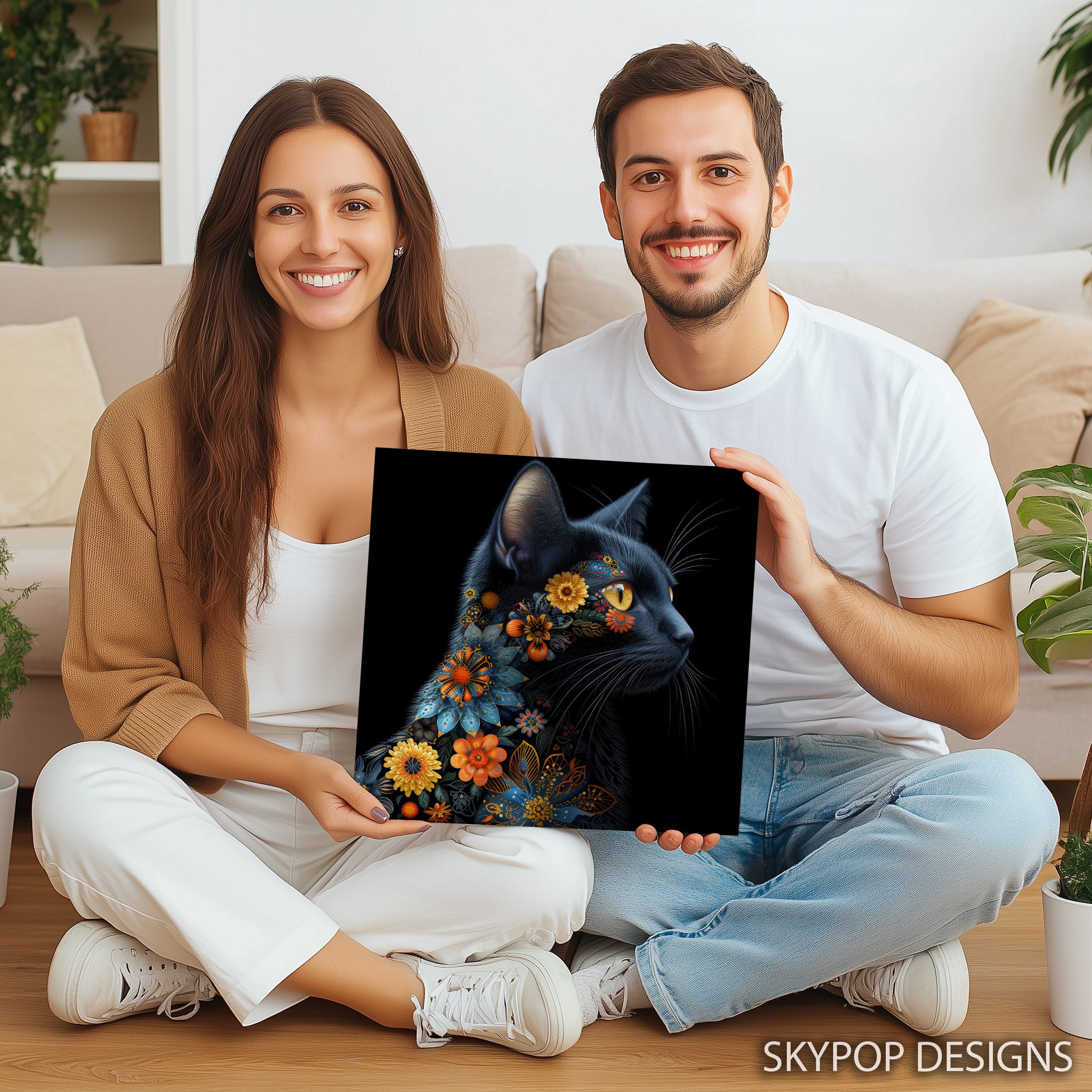 9.jpg Floral Cat Art