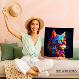 Neon Cat Explosion Art
