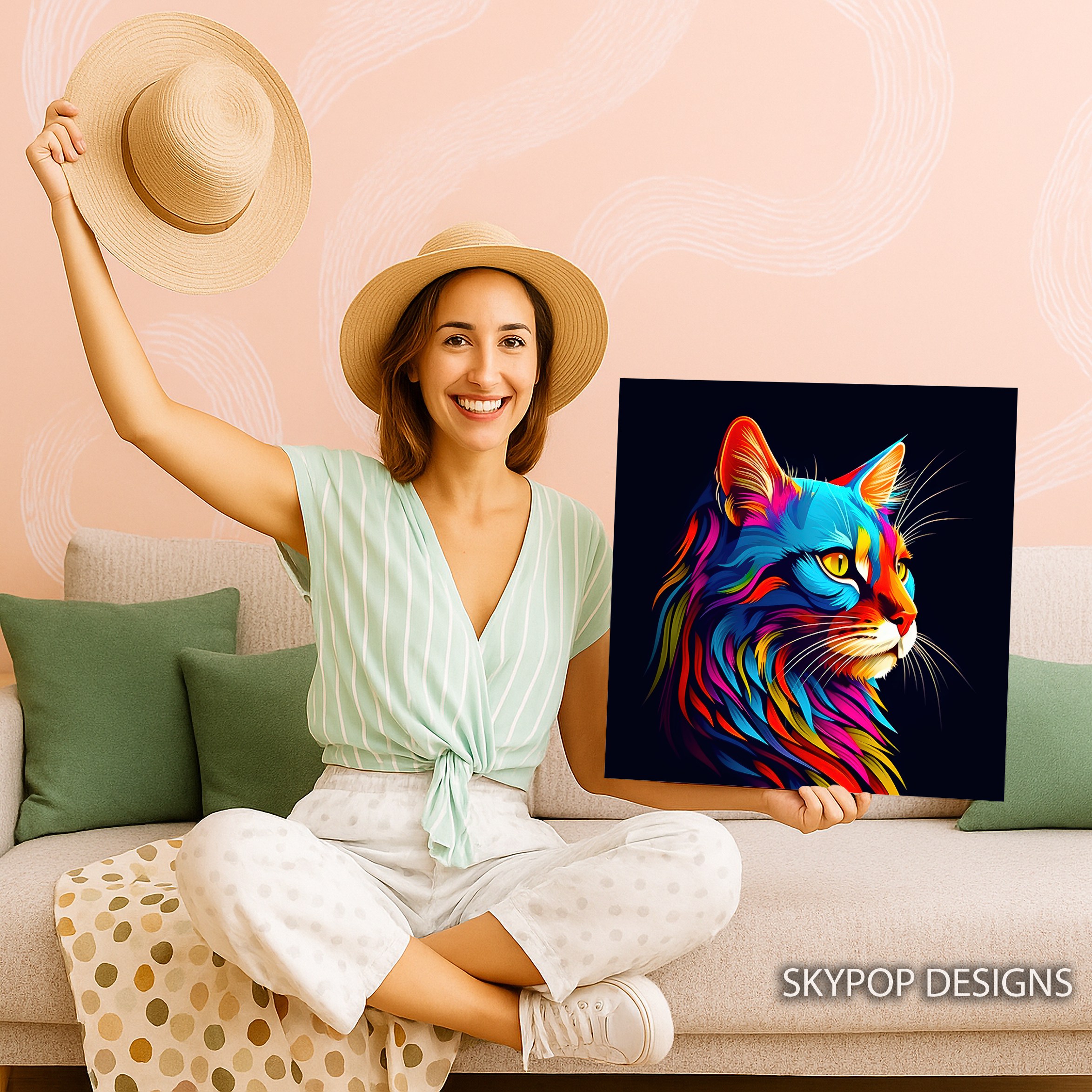 9.jpg Neon Cat Explosion Art