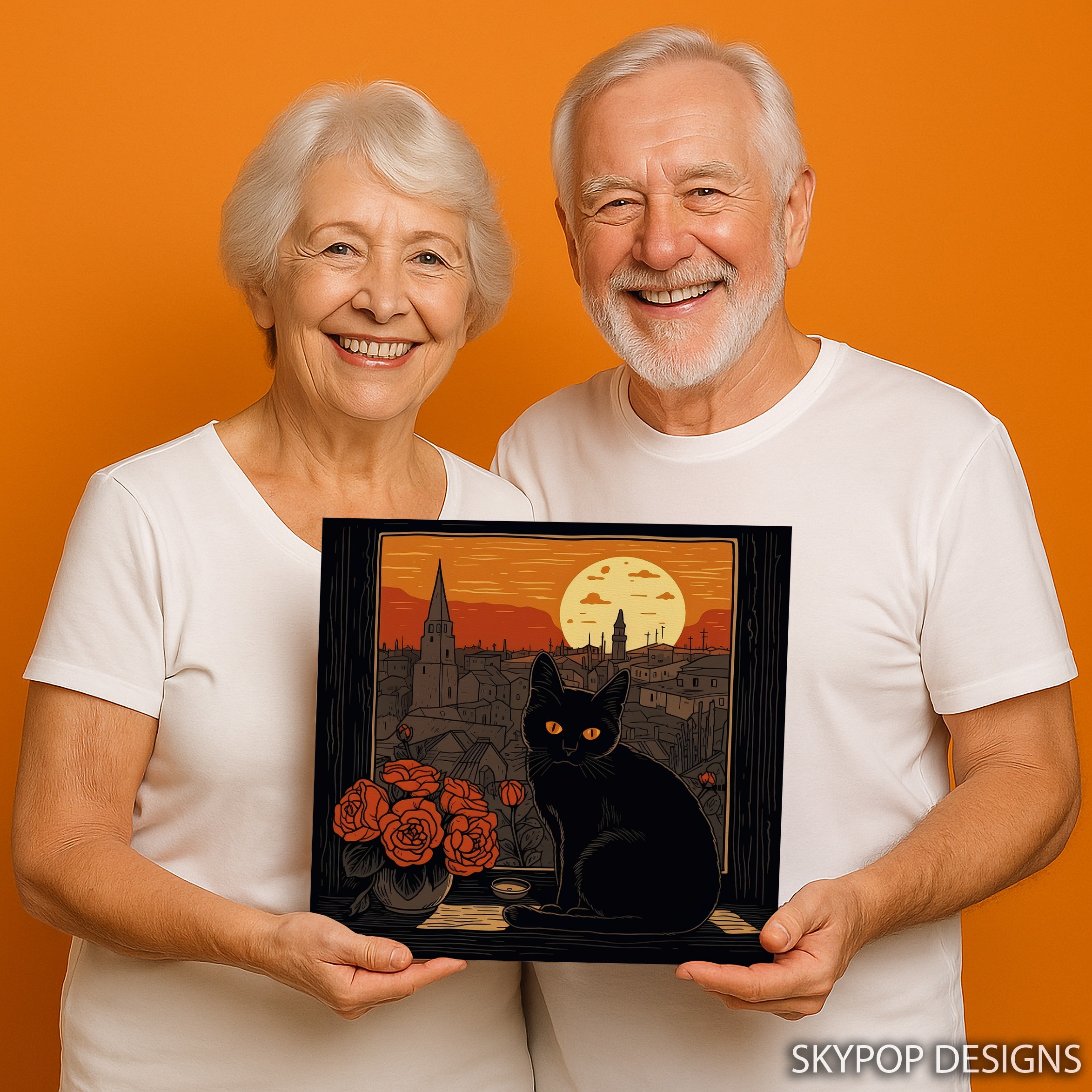 9.jpg Black Cat Sunset View Art