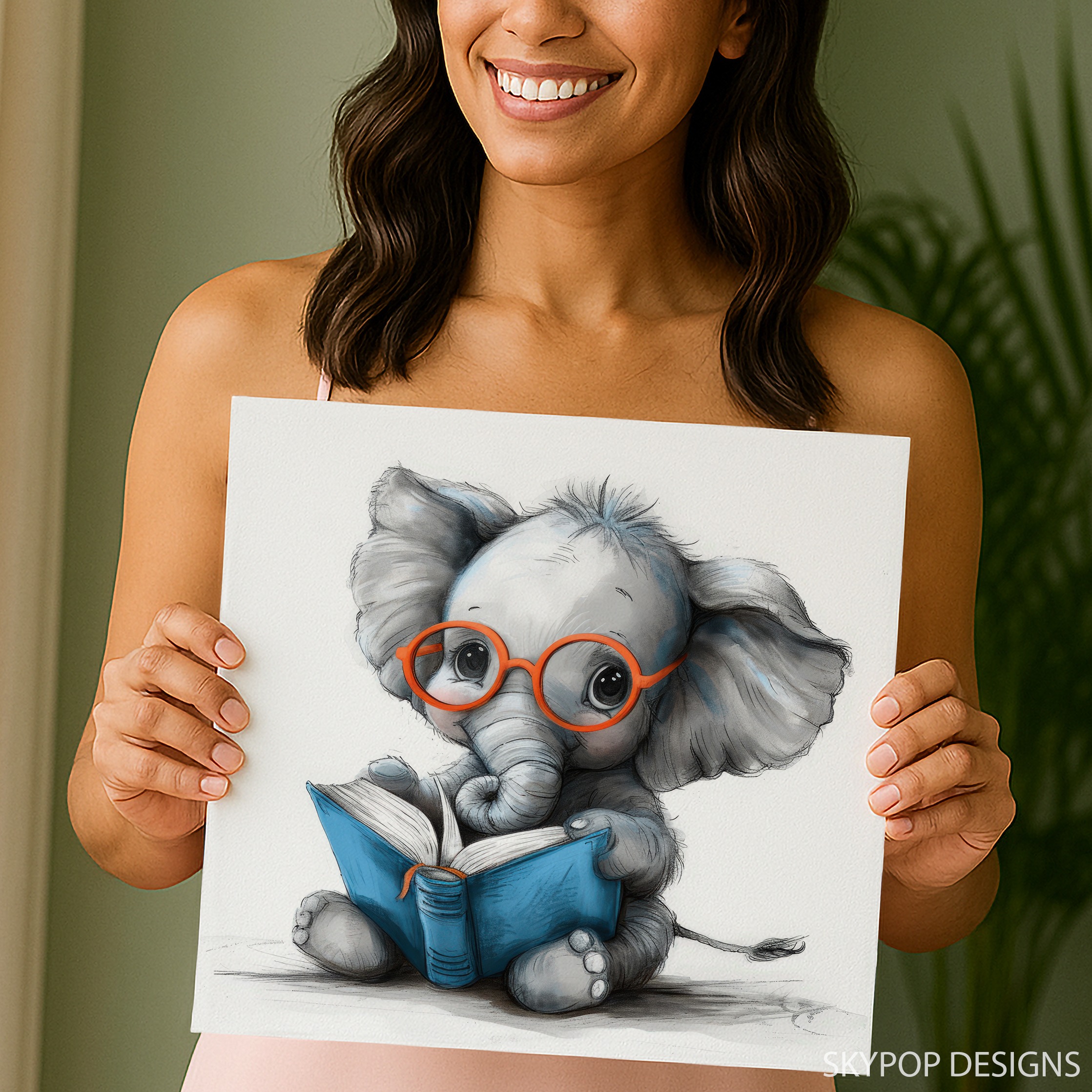9.jpg Elephant Reading Art