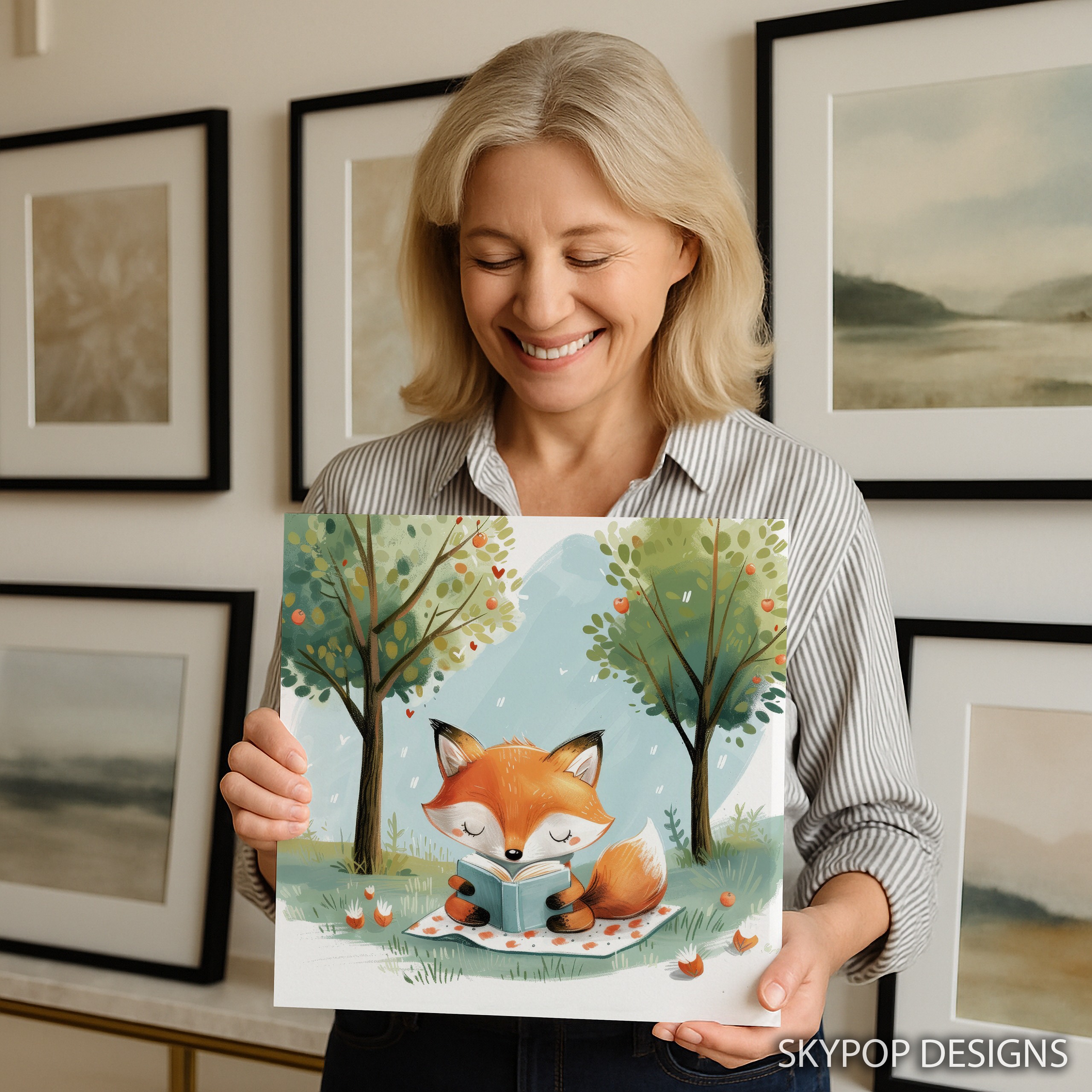 9.jpg Fox Reading Art