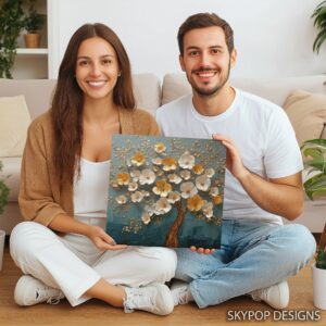 Golden Blossom Tree Art