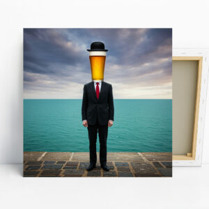 Man with Beer Head Art
