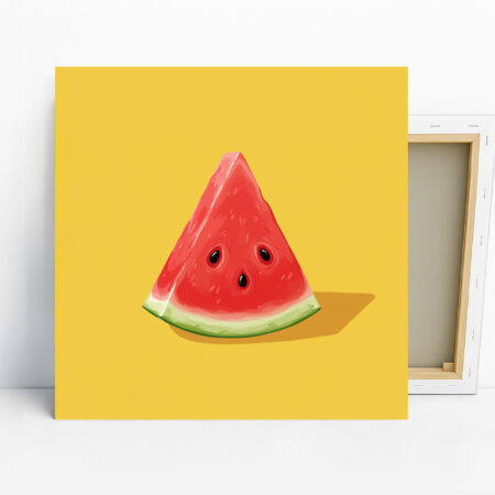 Watermelon Slice Art, Poster or Canvas, Pop Art Scandinavian Decor, Kitchen Dining Living Room Children's Room Wall Art, Red Yellow Green White, Modern Bohemian Art