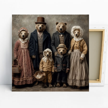 Bear Family Portrait Art, Poster or Canvas, Vin...